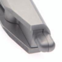 The lateral shoulder of the TaperFit stem has a recess for the dedicated in-line introducer.
