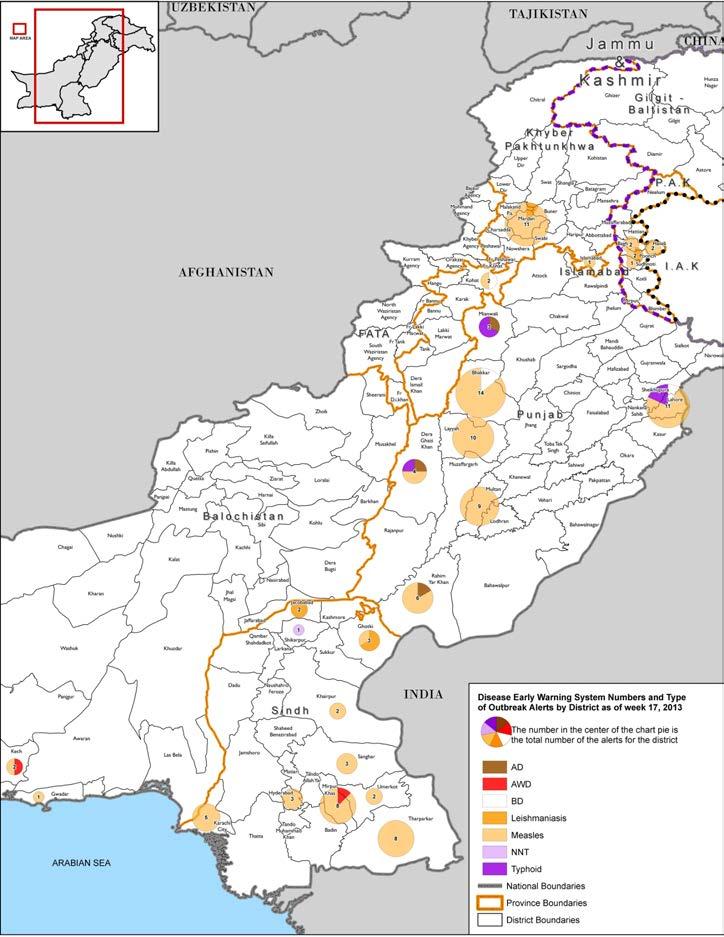 Alerts and outbreaks, week 17, 213 Weekly Bulletin: DEWS, Pakistan, Week no.