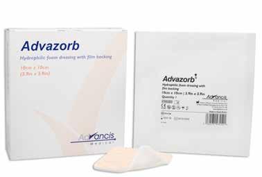 Advazorb Hydrophilic Foam Dressings Soft and conformable, low-adherent, hydrophilic, polyurethane foam dressings with a breathable film backing Ideal for use under compression bandaging with its
