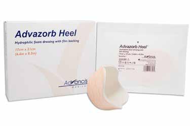 Advazorb Heel Hydrophilic Foam Dressing Soft and conformable, low-adherent, hydrophilic, polyurethane foam dressings with a breathable film backing Ideal for use under compression bandaging with its
