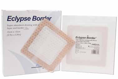 Eclypse Border Super Absorbent Dressing with Border and Silicone Contact Layer Super absorbent dressing with silicone contact layer and border Soft silicone layer provides gentle adherence that will