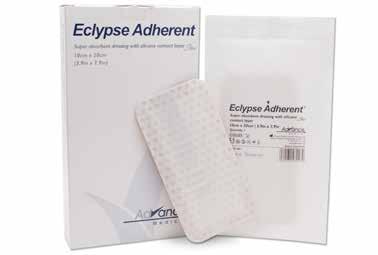 Eclypse Adherent Super Absorbent Dressing with Silicone Contact Layer Super absorbent dressing with self-adhesive soft silicone contact layer Silicone layer does not damage the surrounding skin,