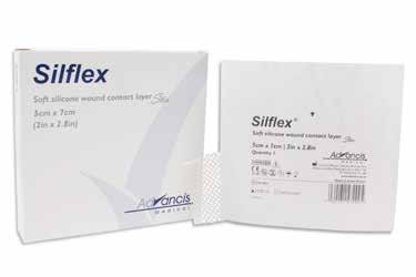 Silflex Soft Silicone Contact Layer An atraumatic, soft silicone wound contact layer designed to prevent secondary dressings adhering to fragile skin and delicate wound beds Pain free removal,