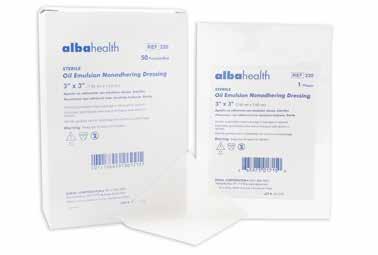 Albahealth Impregnated Dressings Made of a permeable knitted fabric that allows exudates to readily pass through to the second absorbent layer without adhering to granulation tissue Enhances wound