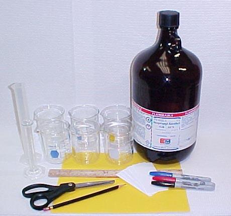 6 beakers or jars 6 covers or lids Distilled H 2 O Isopropanol Graduated cylinder 6 strips