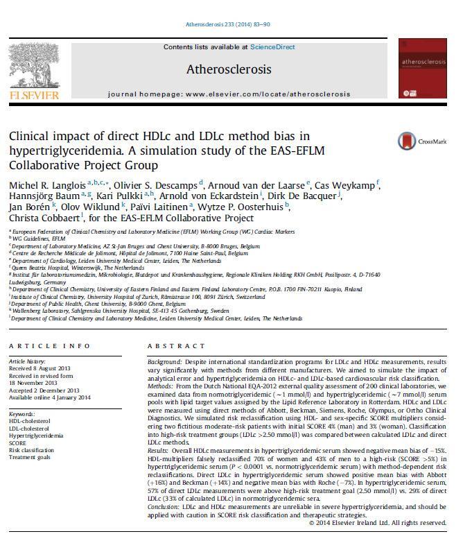 81 CLINICAL IMPACT SIMULATION MATCHES HEALTH ECONOMIC STUDY RESULTS Method differences result in risk SCORE misclassifications Method HDLc median Mmol/L CV% Bias Mmol/L Men Risk SCORE Wrong class