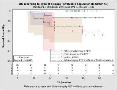 Spleen Involvement LNH073B trial, 85 patients with DLBCL, PET/CT