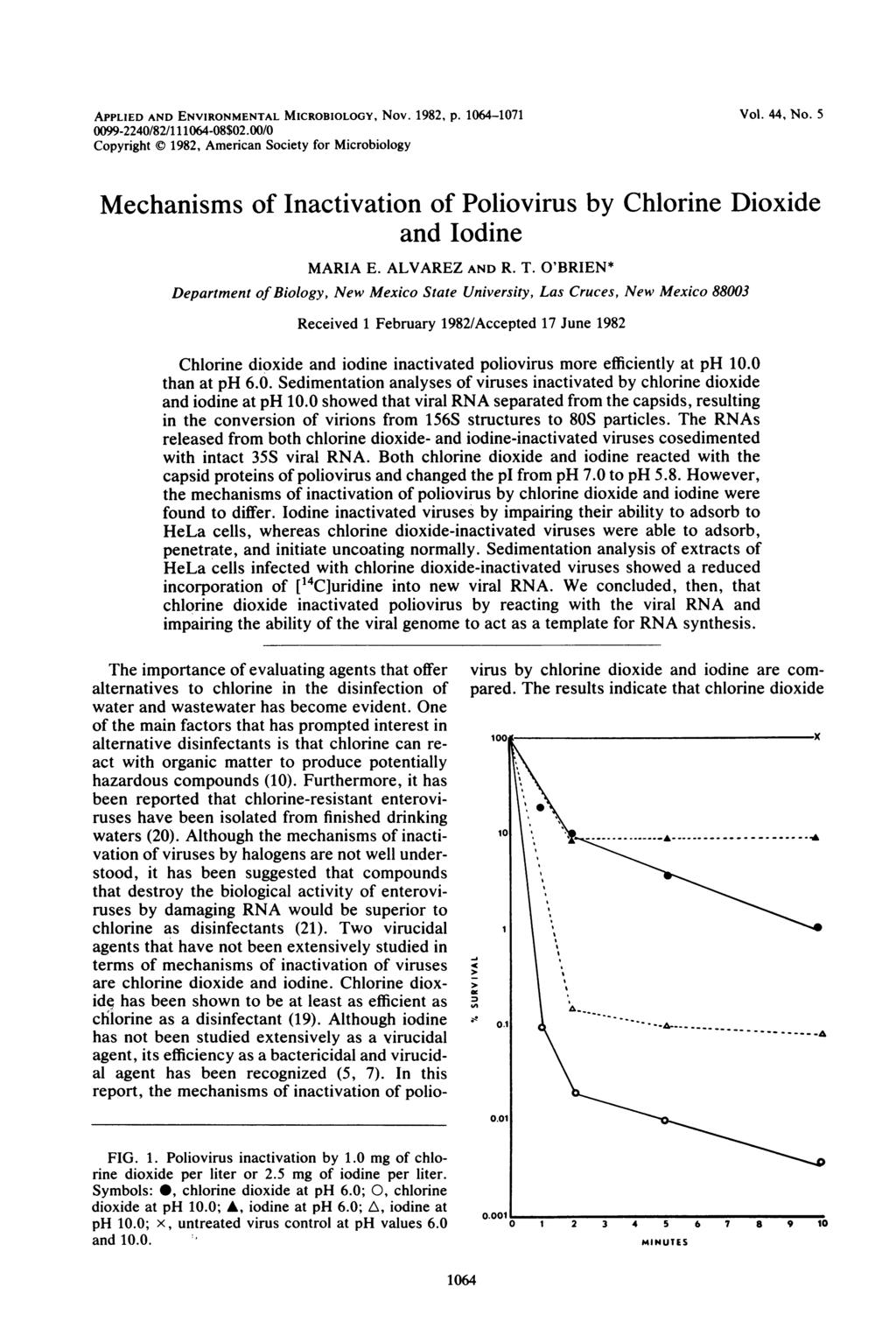 APPLIED AND ENVIRONMENTAL MICROBIOLOGY, Nov. 1982, p. 164-171 99-224/82/11164-8$2./ Copyright 1982, American Society for Microbiology Vol. 44, No.