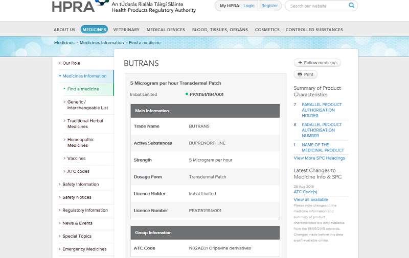 ie) HPRA website Information on Medicines