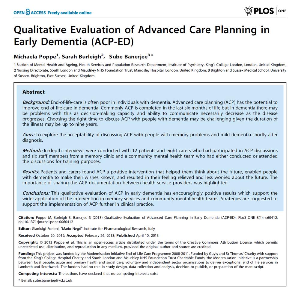 The Advanced Care Planning in Early Dementia tool