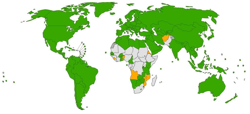 Countries with Rubella vaccine in the national immunization programme; and planned introductions in 2018 2016 Global RCV Coverage 47% Introduced to date* (161countries or 83%) Planned introductions