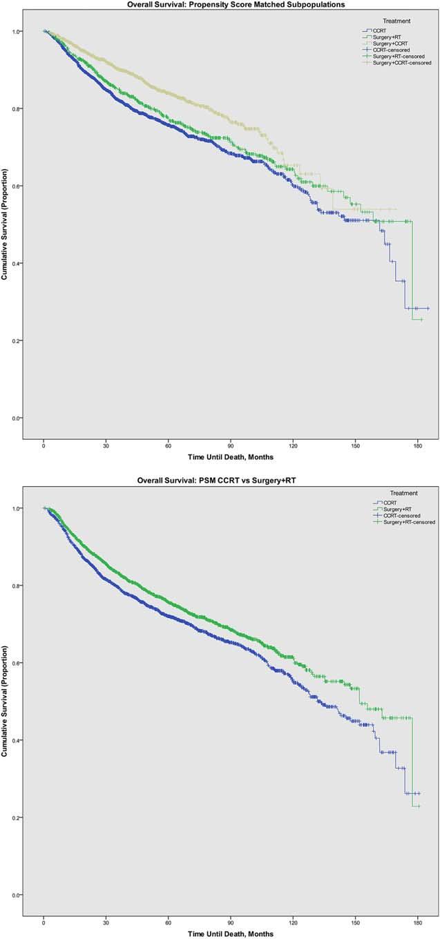 Figure 3. Kaplan-Meier overall survival curves for the propensity score-matched (PSM) cohorts.