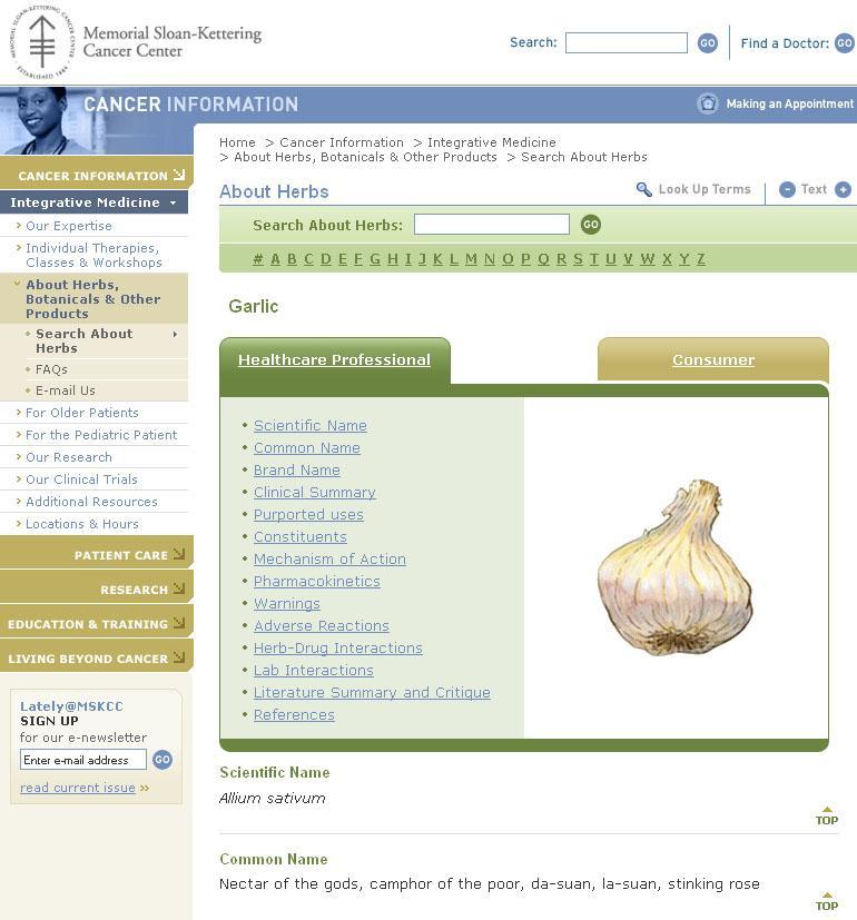 About Herbs, Botanicals & Other Products http://www.mskcc.org/mskcc/html/11570.