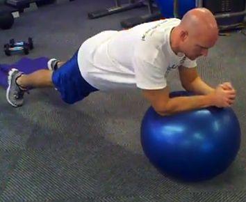 Workout B Stability Ball Stir-the-Pot Brace your abs. Put your elbows on the ball.