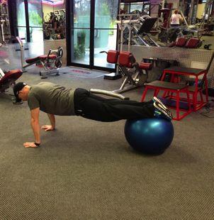 Workout C Stability Ball Jackknife Pushup Brace your abs.