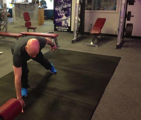 Shuttle Sprints up two cones, dumbbells, or whatever you have available for markers,