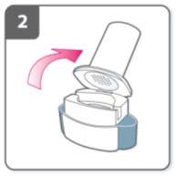 Open inhaler: Hold the base of the inhaler