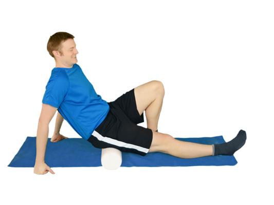 Hamstring Release (Foam Roller) Roll your the back of thigh as shown Stop on tight portions of the muscle to allow them to release.