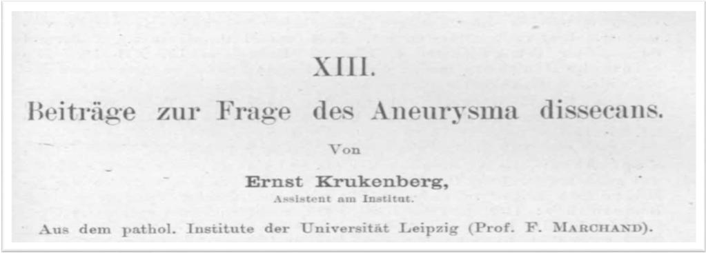 INTRAMURAL HEMATOMA FIRST DESCRIPTION Krukenberg E.