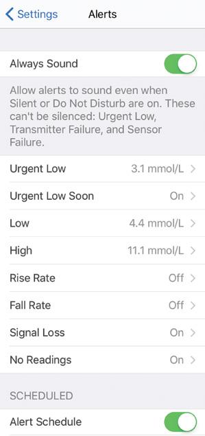 4.3 Changing Alerts Talk to your healthcare professional before changing your