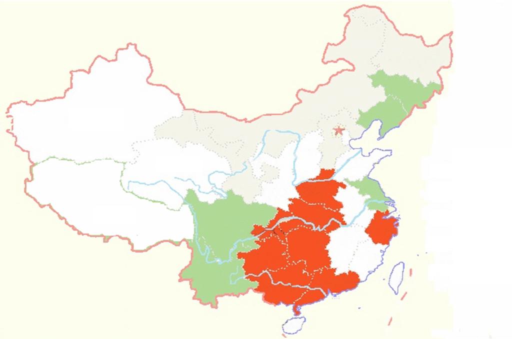 152 Chunxia Chai et al. Fig. 1. The prevalence and distribution of Japanese encephalitis virus (JEV) in swine herds in China, 2006 to 2012.