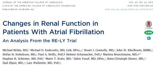 Important Interactions 18/10/2016 RESULTS Renal function declined over time in all treatment groups After 30 months, average decline was significantly greater in the warfarin group than in either