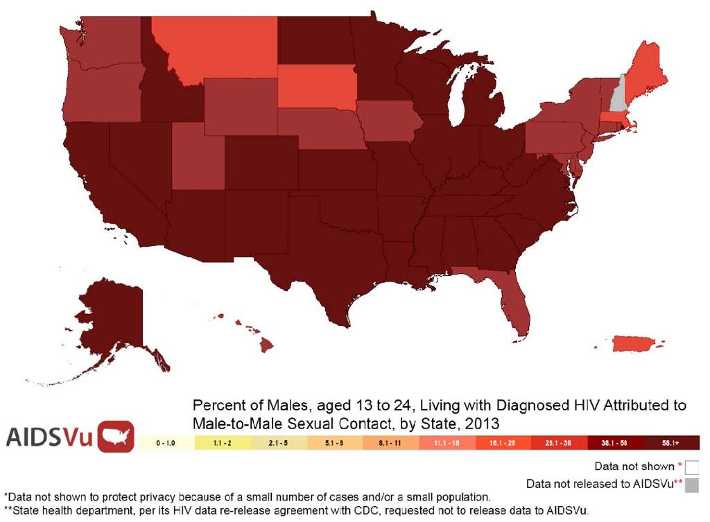 Percent of Males, aged 13 to 24, Living with Diagnosed