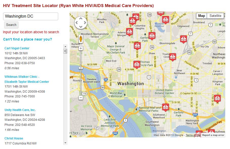 Other AIDSVu Features HIV Testing Site Locator CDC National Prevention Information Network Search by ZIP Code or city & state HIV Treatment Site