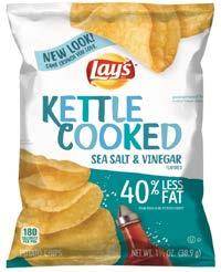 Lay s Kettle 40% Less Fat Sea Salt & Vinegar Potato Chips 1.375 oz. (38.9 g.
