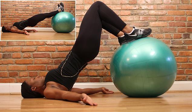 To do it, lie flat on your back with a stability ball under the back of your ankles, palms facing up.