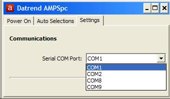 Figure 67- COM Port settings AMPSpc
