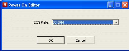 The Power On Editor window (Figure 69) will open, containing a drop-down box which lists all possible settings for the parameter being edited. Figure 69- Editing a Power-On value.