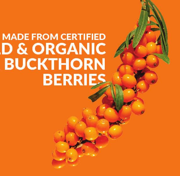 CORE BENEFITS AND PROPERTIES Wellsash Sea buckthorn Juice with Sea buckthorn oil a natural wellness juice MADE FROM CERTIFIED WILD & ORGANIC SEA BUCKTHORN BERRIES SEA BUCKTHORN CONTAINS 190 BIOACTIVE