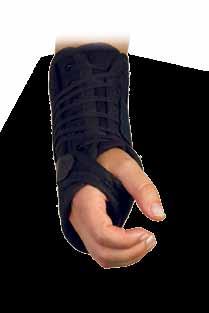 ELBOW WRIST and THUMB 14 Universal Wrist Lacer Adjust for size with removable dorsal stay Malleable and removable palmer stay for customized angulations Adjustable thumb cutout for better fit 8"