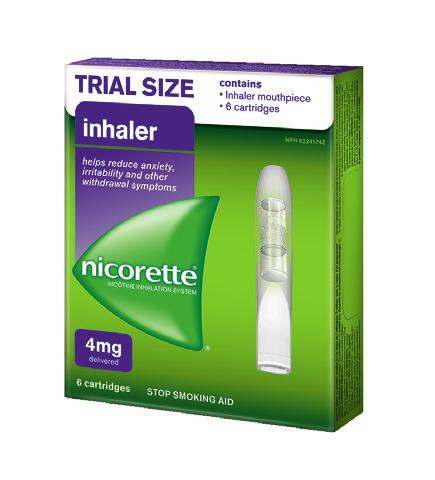 21 / \ 22 NICORETTE Inhaler The NICORETTE Inhaler keeps your hands busy, so if you are likely to miss the hand-to-mouth habit of smoking, then this option may be most suitable for you.