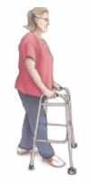 Walking Total Joint Move the walker/device first Then move the operated leg forward Push down on the device when you step forward with the non-operated leg Do not