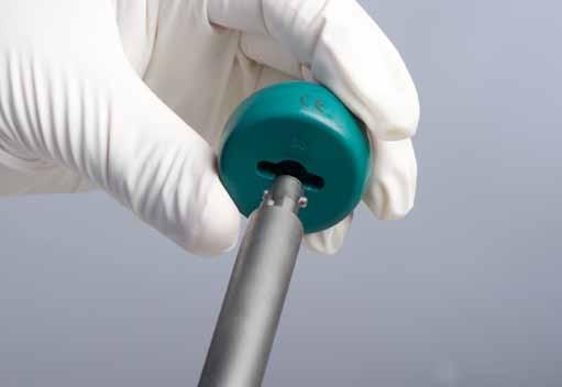 If using the Liner Insertion Instrument, follow these assembly instructions: Insert the suction tip onto the shaft of the Instrument up to the etch line.