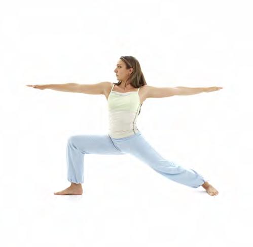 No Excuse Yoga Warrior II Pose Standing up, reach your left leg out and forward and the right leg back.