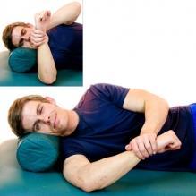 Sleeper Stretch-Sidelying Internal Rotation Begin by lying on your side with the target arm on the bottom.