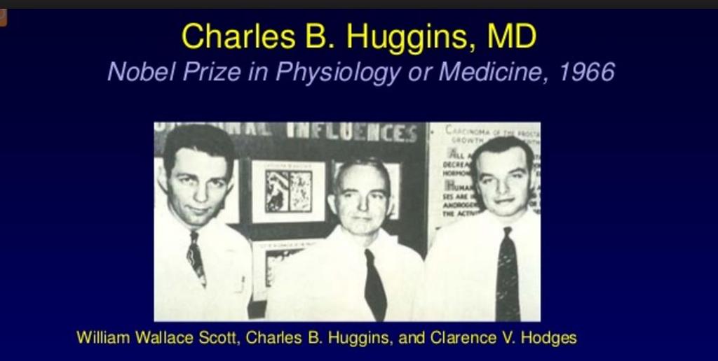 1940: Canadian born Charles Huggins recognized the androgen dependence of PCA ADT 1966: nobel price for medecine: discoveries concerning hormonal treatment of PCA 1997: Zietman: the combination of