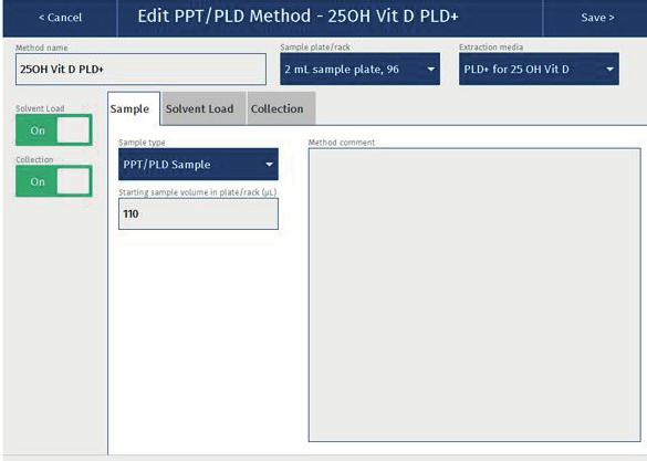 Extraction of 25-hydroxy Vitamin D from Serum Using ISOLUTE PLD+ Prior to LC-MS/MS Analysis Page 5 Appendix Biotage Extrahera TM Settings The method described in this application note was automated