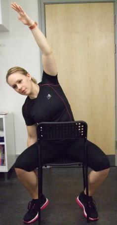 Side stretch - Reach up to the sky with one arm then lean across until you feel a stretch in your side.