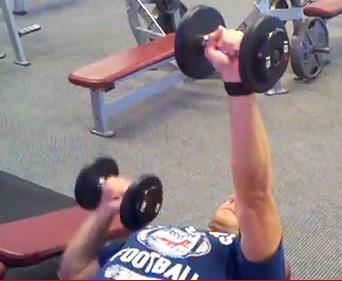 Alternating 1-Arm DB Chest Press Hold both dumbbells above your chest with your palms