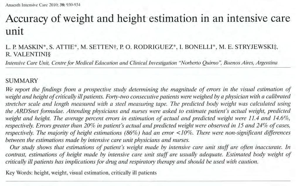 The most frequent error was overestimation in weight ( 59.9%).