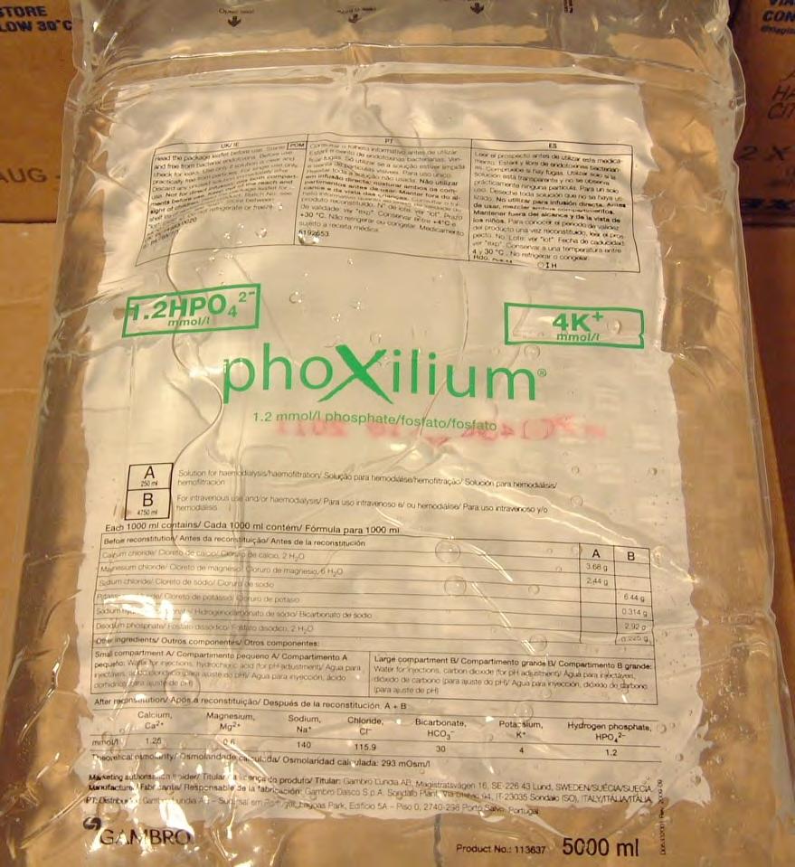 Phosphate added Gambro phoxilium* K+ = 4.