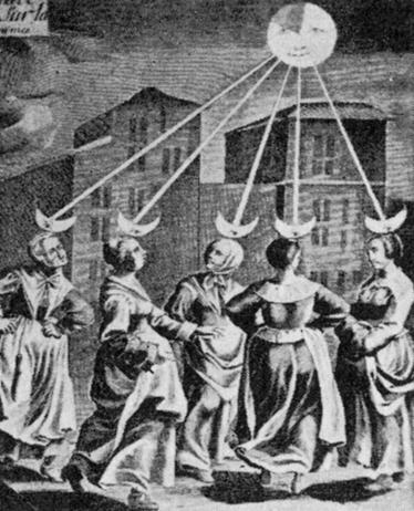 Figure 1.4 Moonstruck women dancing in a 17th-century square. This activity is the source for the word lunatic.