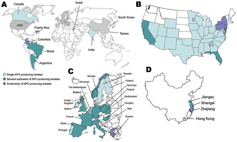 Global distribution of Klebsiella pneumoniae