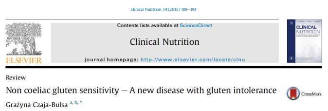 The overall prevalence of NCGS in the general population is still unknown, mainly because many patients are currently self-diagnosed and start a gluten-free diet (GFD) without medical advice or
