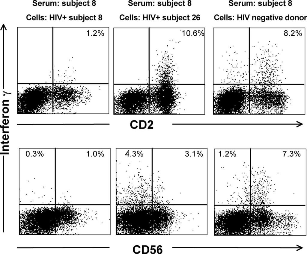 VOL. 82, 2008 NK-MEDIATED ADCC IN HIV 5457 FIG. 6. Serum from an additional HIV-positive subject mediates non-t-lymphocyte IFN- expression from multiple cell donors.