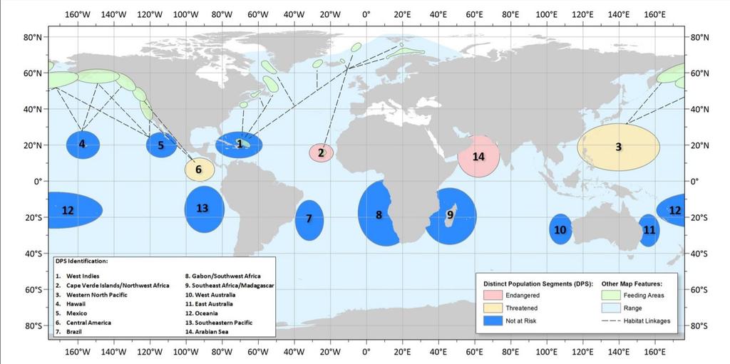 Figure 3. A map illustrating the DPS formally recognized by NOAA in 2016.